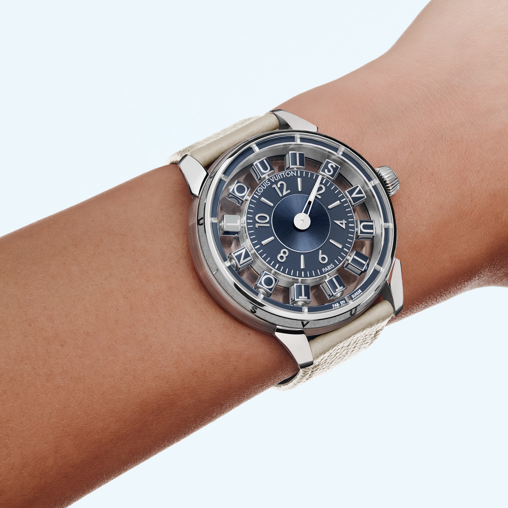 Tambour Taiko Spin Time Air, Automatic, 42.5mm, White gold  in Watches