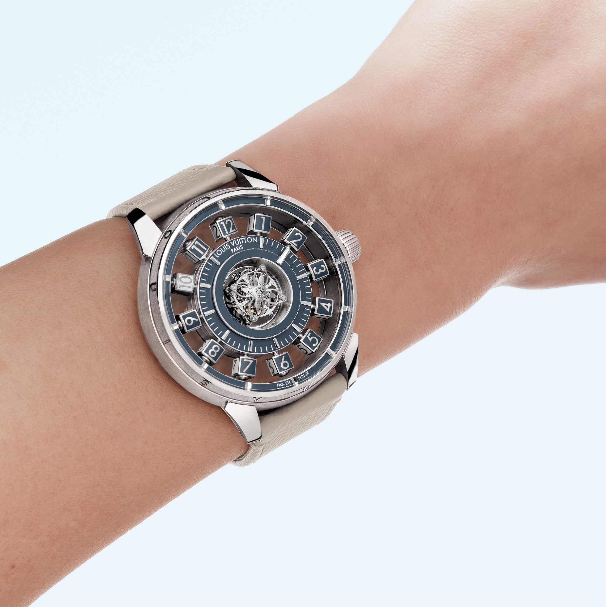 Tambour Taiko Spin Time Air Flying Tourbillon, Automatic, 42.5mm, White gold  in Watches