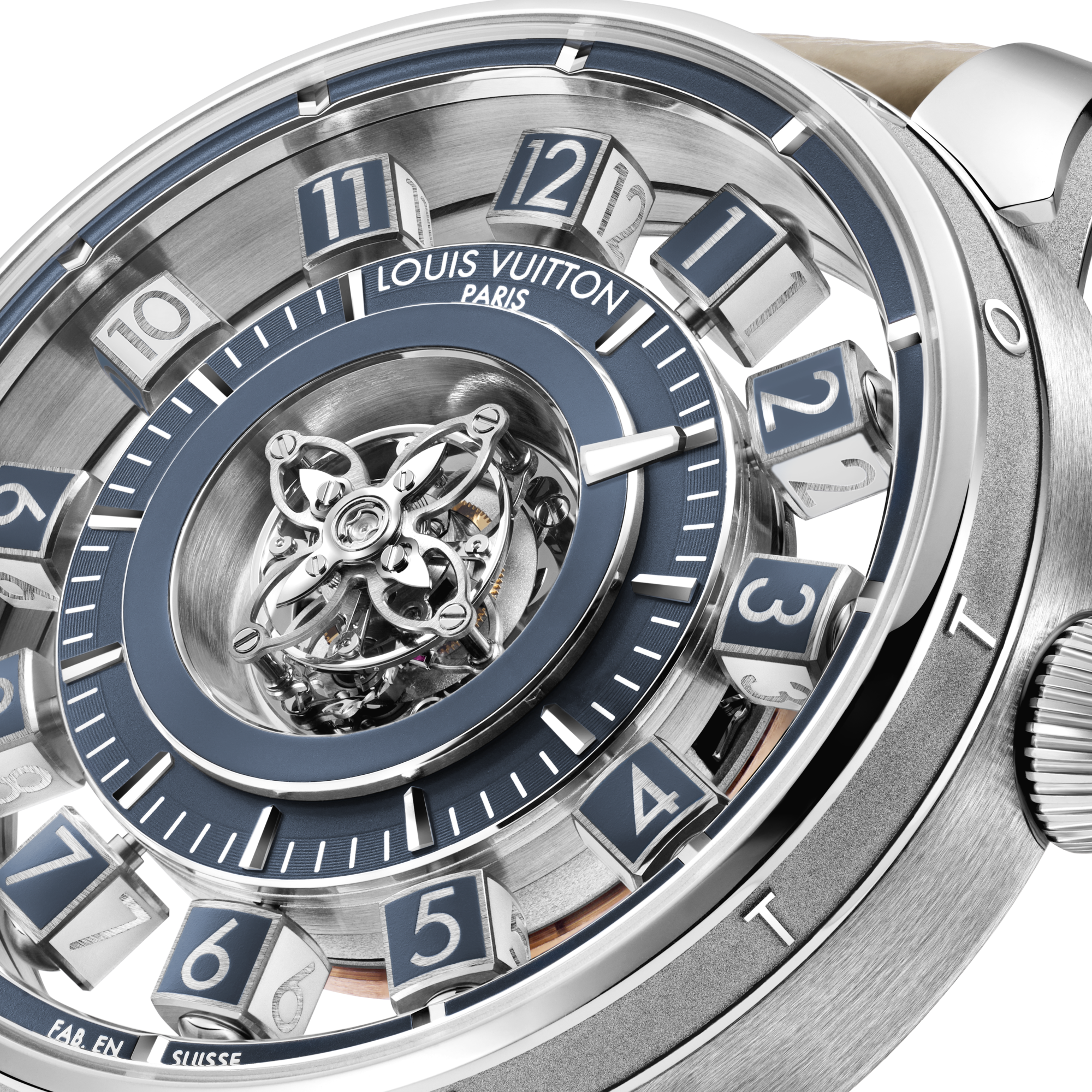 Tambour Taiko Spin Time Air Flying Tourbillon, Automatic, 42.5mm, White gold  in Watches