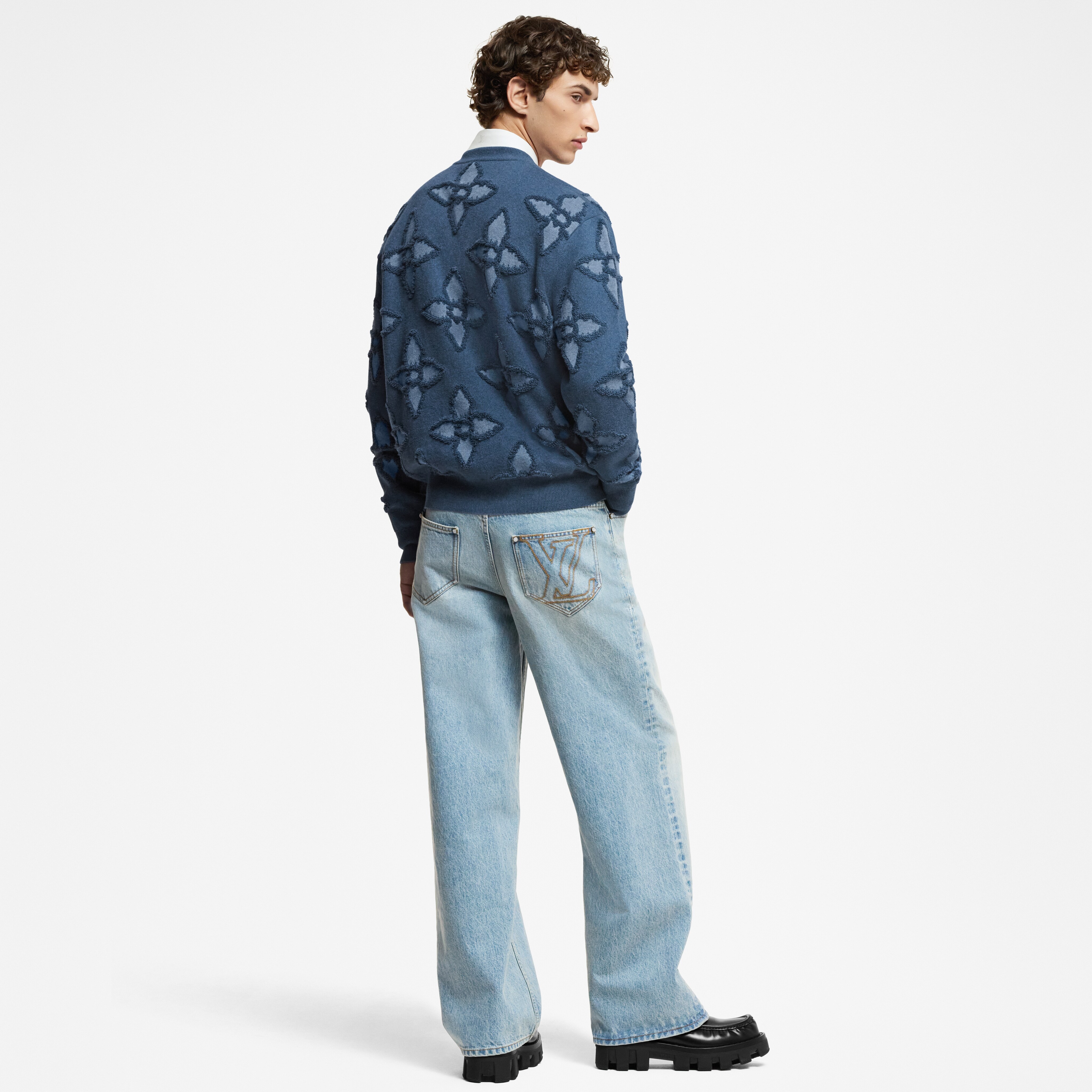 Textured Cotton Crewneck  in Men