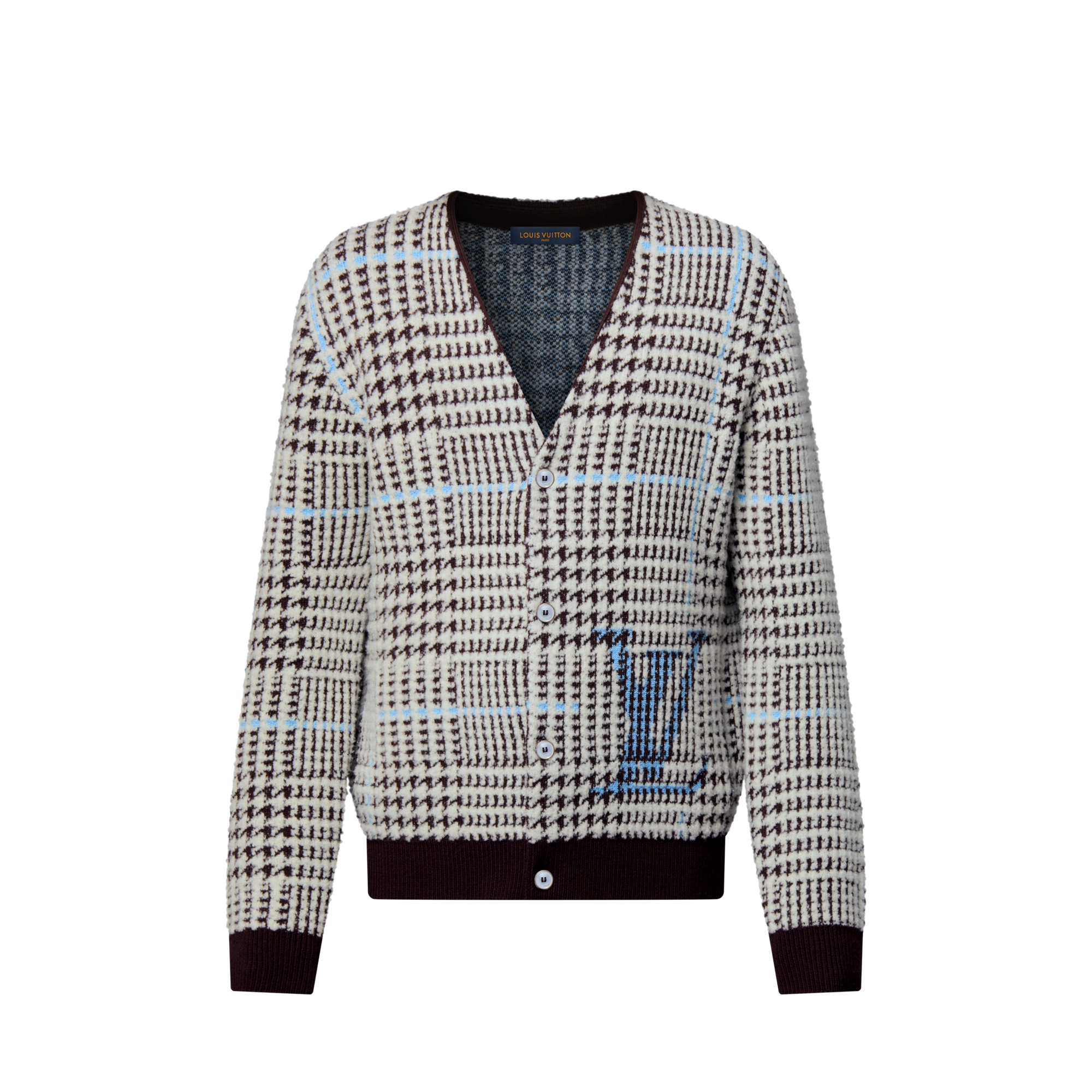 Textured Plaid Cardigan  in Men