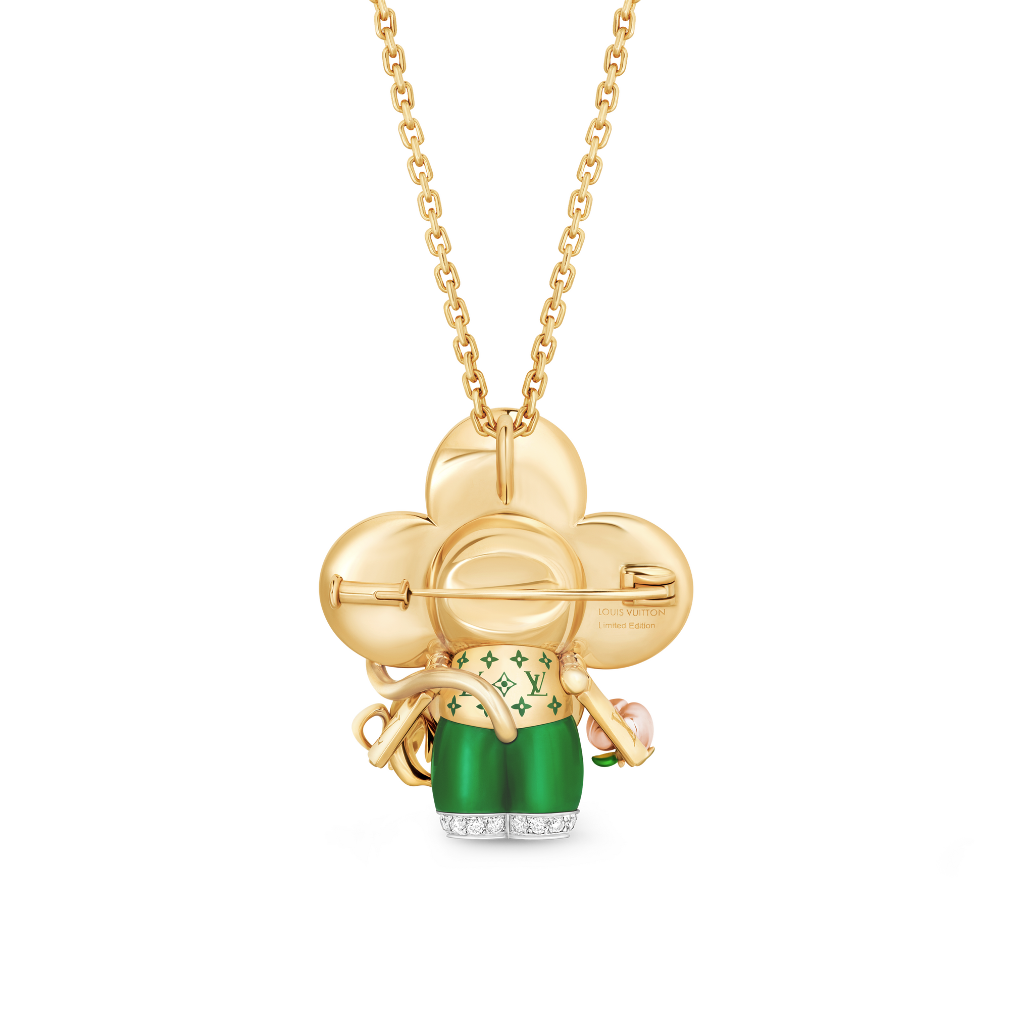 Vivienne Monkey 吊墜 - 配三色K金、亮漆、鑽石及彩色寶石  in Les Extraordinaires