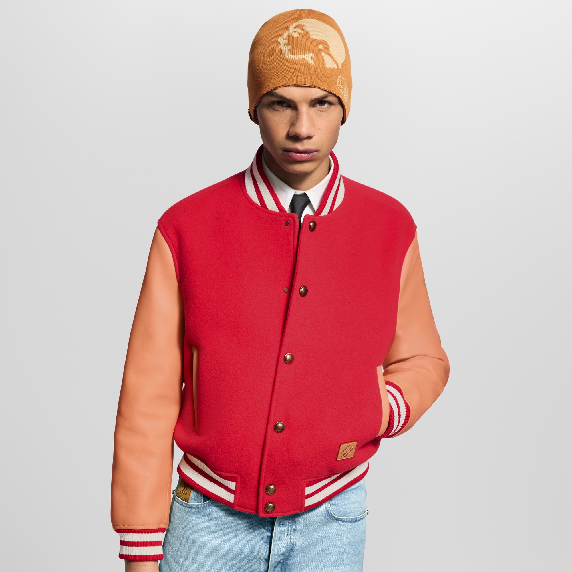 Vvn Leather Varsity Jacket  in Men