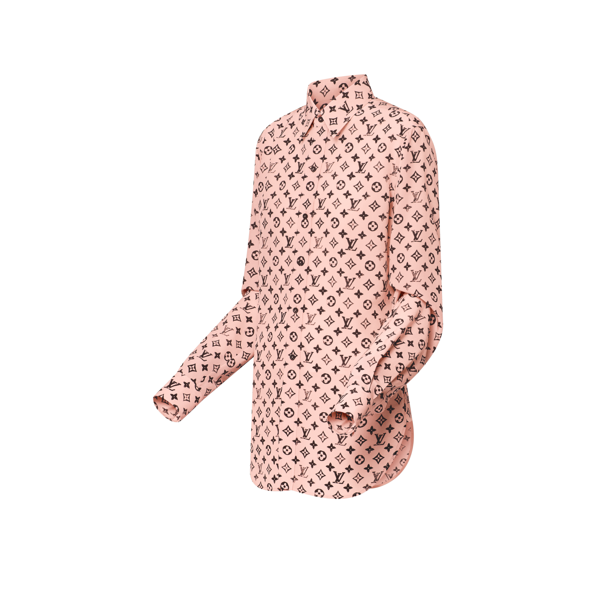 洗水 Monogram 圖案絲質襯衫  in 女士