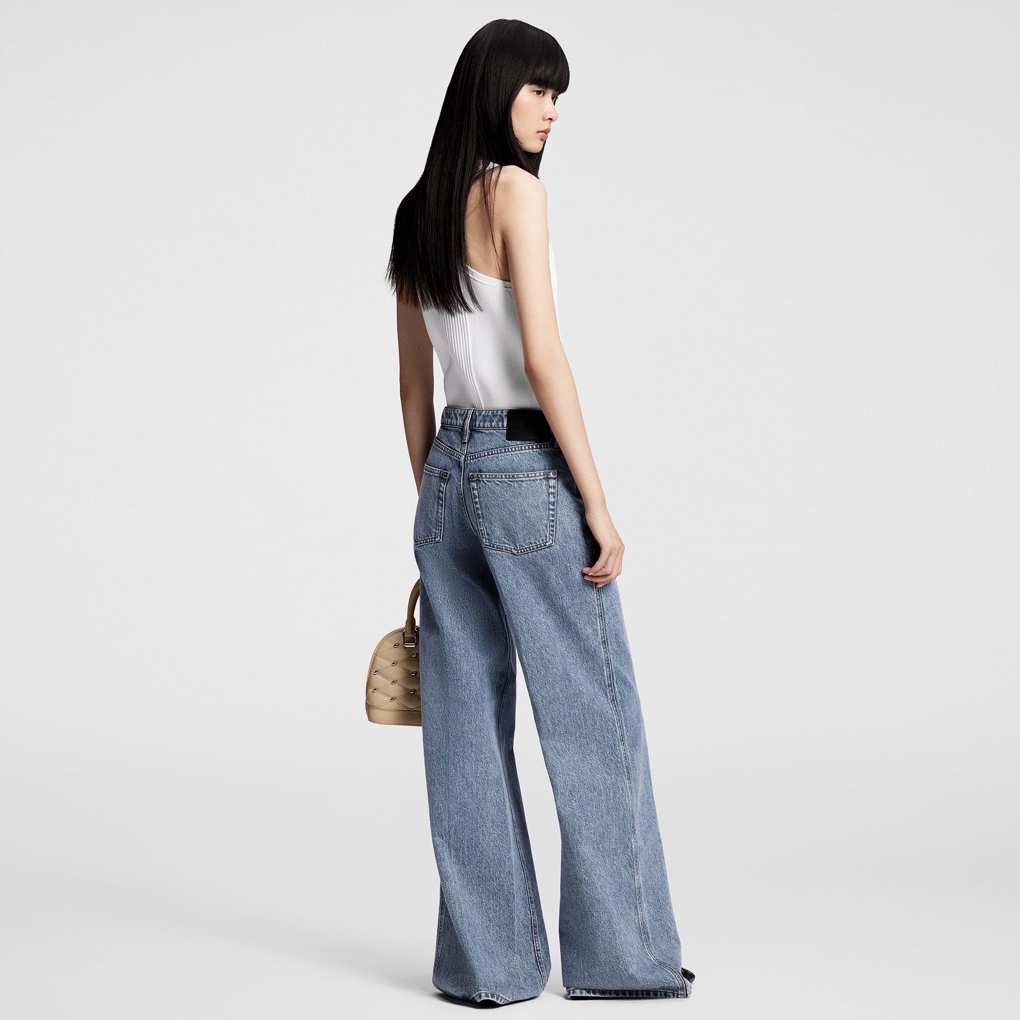 Wide Leg Louis Vuitton Womens Jeans Wide-Leg Graphic Accent