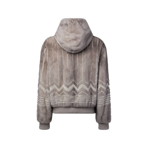 拉鏈連帽貂皮外套 back view